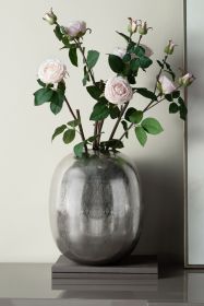 12.5x12.5x15" Aluminum Vase, Silver Streaks