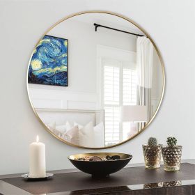 24 Inch Gold Metal Framed Round Bathrrom Mirror for Wall.(W2203P182026)